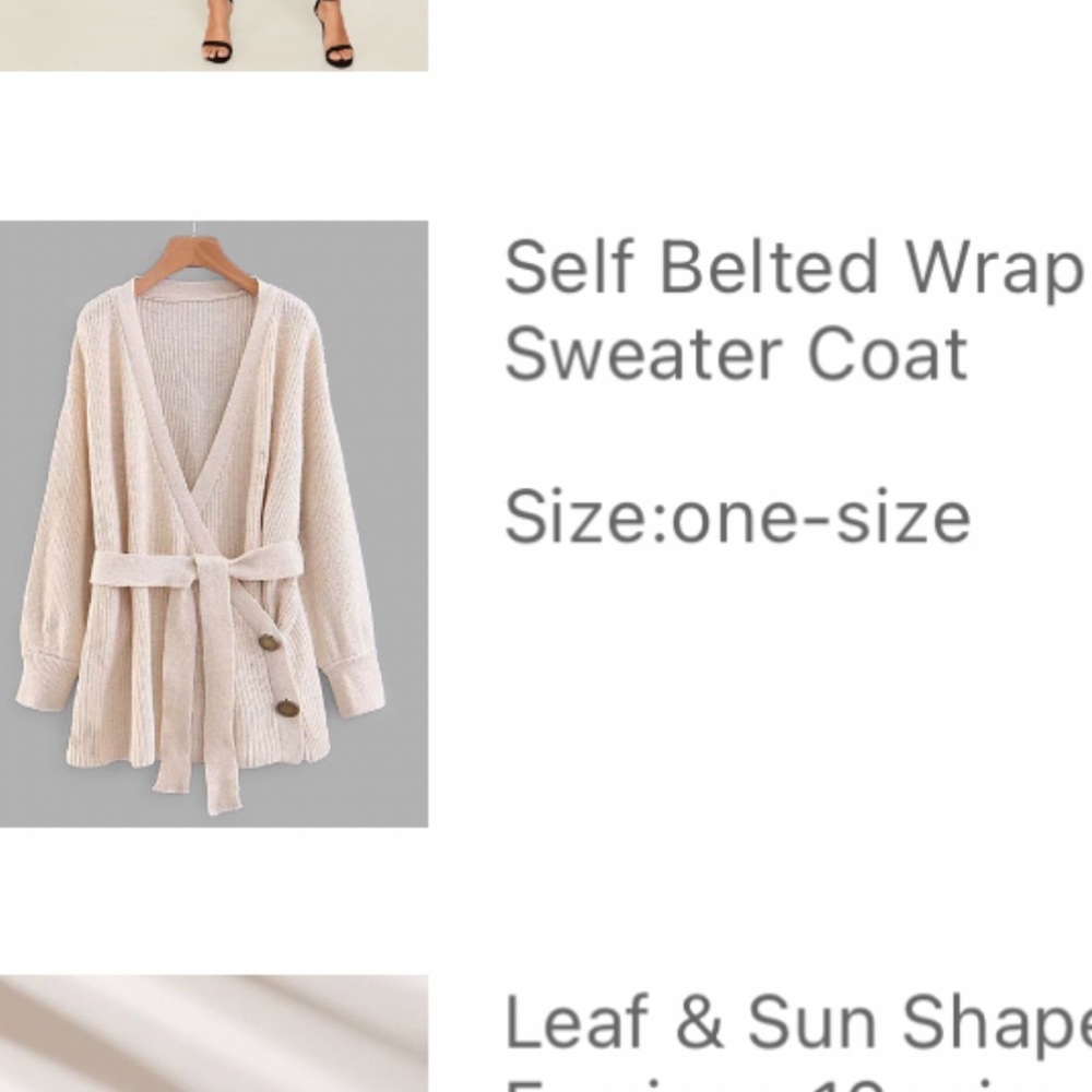 Cream wrap sweater with belt and gold details - Picture 2 of 6